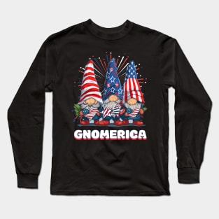 4th Of July American Gnomes Celebrating Independence Day Long Sleeve T-Shirt